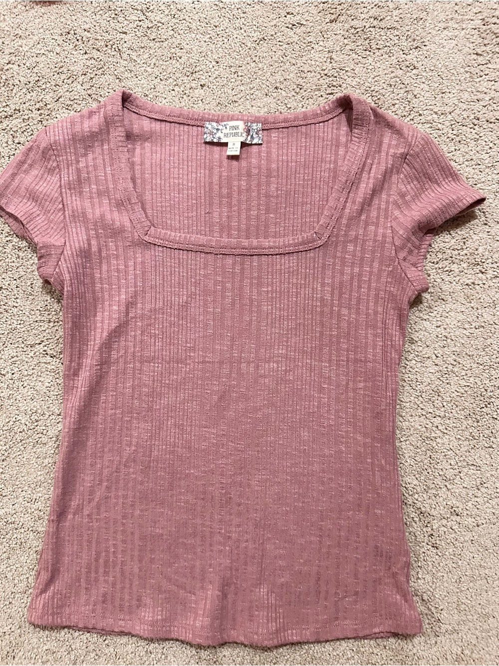 S Pink Republic Ribbed Scoop Neck Top - Dusty Rose